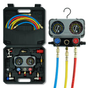 CALPOSE front view manifold gauge showing gauges and valves for accurate diagnostics