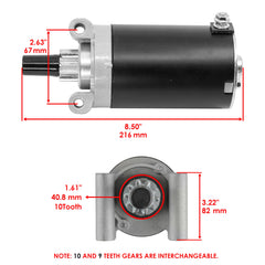 Caltric close-up on pinion teeth showing 9-teeth drive for reliable engagement