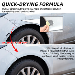 Calvana applicator smoothing putty onto car panel for precise application