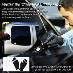 Calvana primer with nitrile gloves and two applicator sticks for neat application