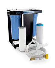 Camco EVO X2 front assembly showing dual canisters and quick-connect fittings for reliable filtration