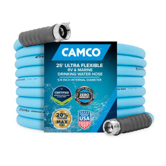 Camco EVOFlex front packaging showing hose and brand benefits for safe water