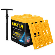 Camco FasTen front packaging showing bright yellow blocks and count, easy identification and storage