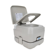 Camco front view portable toilet showing compact benefit