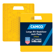 Camco front view of large jack pad shows sturdy base and stability benefits