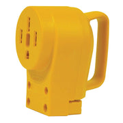 Camco front view of 50A receptacle showing NEMA 14-50R and safe connection