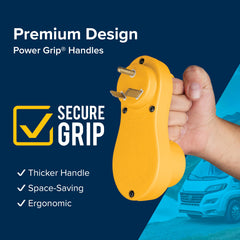 Camco Power Grip connected to a 50A plug demonstrating secure connection benefit
