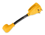 Camco PowerGrip front connection showing 30A to 15A plug and safe fit