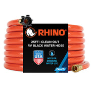Camco Rhino front packaging showing orange hose and brand benefits