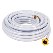 Camco TastePURE front view showing 25‑ft potable hose and connectors for reliable water access
