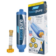 Camco Tastepure front view showing inline filter and fittings for easy installation