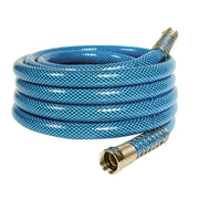 Camco TastePURE front view showing full 25-foot hose and packaging, durable and portable