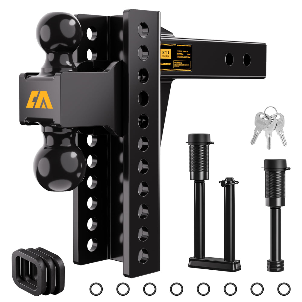 CAMMOO front packaging showing hitch and dual ball benefits