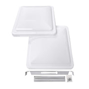Camp'N front view of white 14 inch vent cover showing clean replacement fit and protection