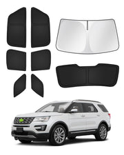 Canvcle sunshades front packaging showing full kit, protects Explorer interior