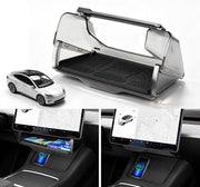 Canvcle under screen tray installed in Tesla showing clean OEM look