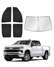 Canvcle front windshield cover blocking sun to keep truck interior cool
