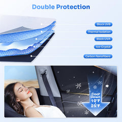 Canvcle installed on passenger window creating a darker, cooler cabin interior