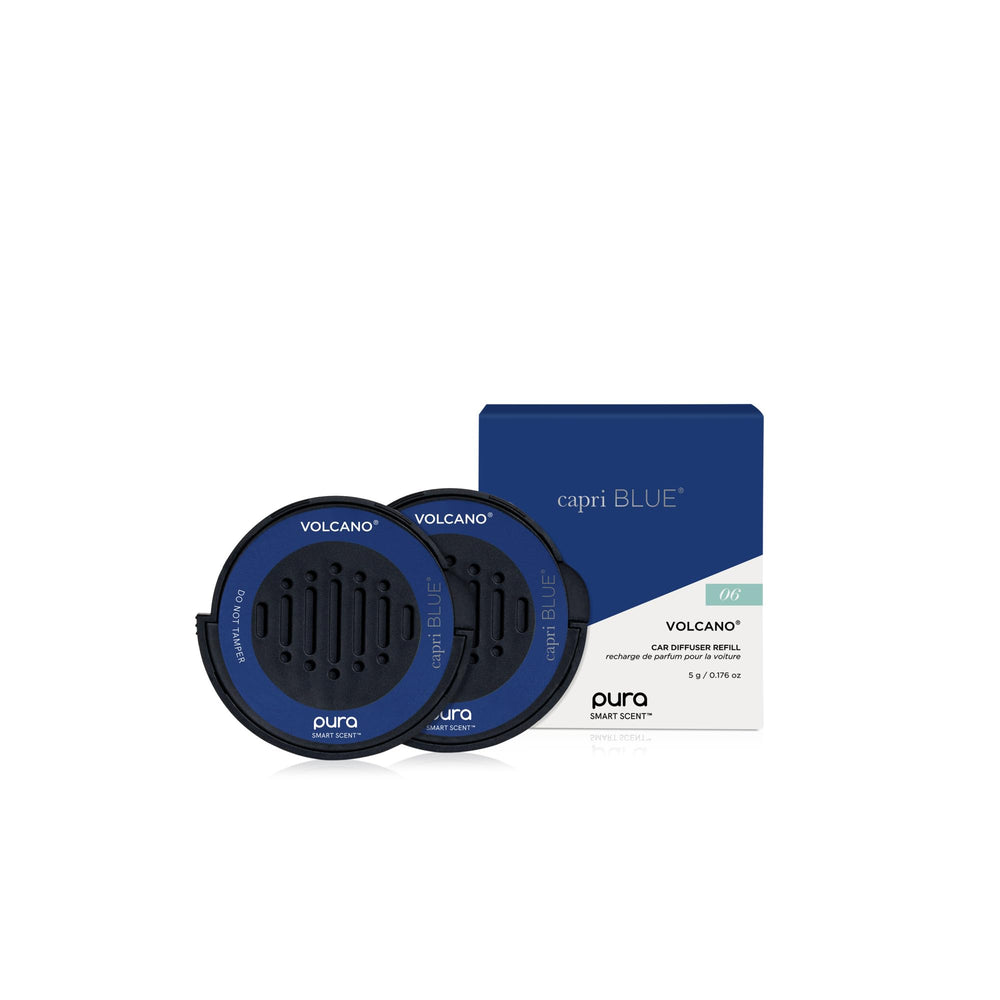 Capri Blue Volcano refill pack front view showing vibrant packaging and quick swap benefit