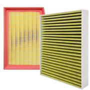 Capume front packaging showing both cabin and engine filters, clear fit information