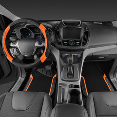 CAR PASS waterproof floor mats laid out front and rear showing coverage and shape