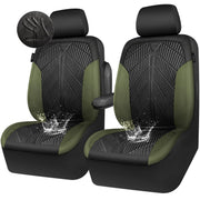 CAR PASS front seat cover overview in olive green showing clean protection