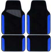 CAR PASS front mat front view showing full coverage and sporty blue trim