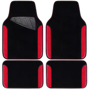 CAR PASS front mats overhead view showing full coverage and stylish red trim benefit