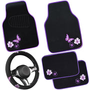 CAR PASS front packaging showing purple butterfly mats and cover, attractive protection