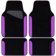 CAR PASS front view of mats showing sporty black with purple, stylish protection