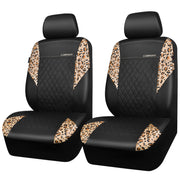 CAR PASS front seat cover brown leopard shown installed, upgrades interior instantly