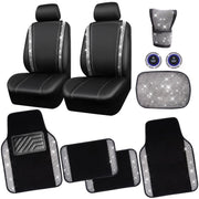 CAR PASS front seat covers showing sparkling rhinestones and feminine style benefit
