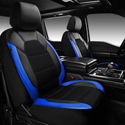 CAR PASS front seat cover full view showing sporty black and blue design and protection