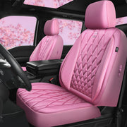 CAR PASS front seat cover full view showing pink luxury finish and protection