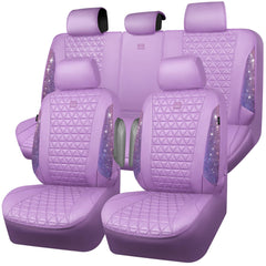 CAR PASS front seat cover in lavender showing sparkling finish and style benefit