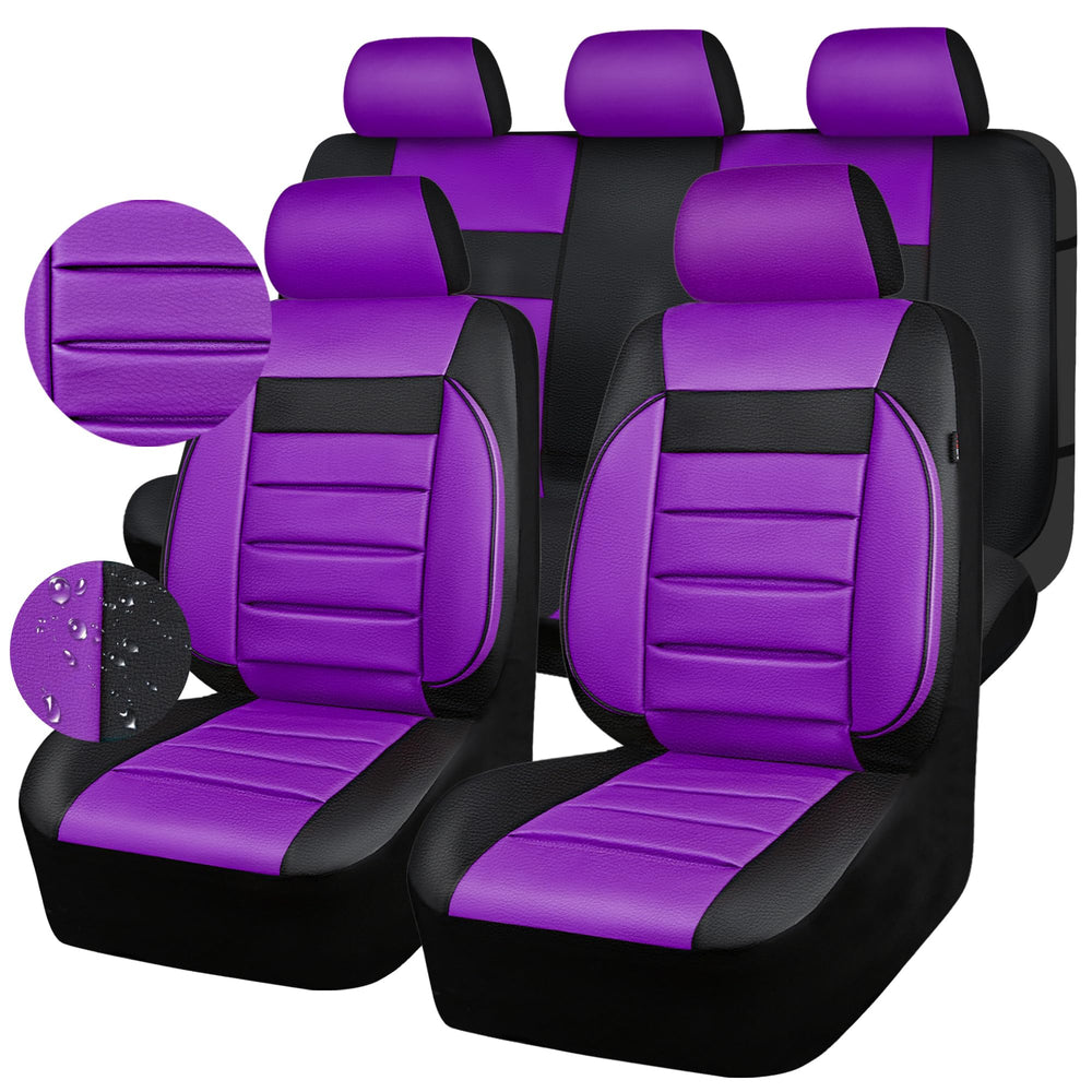 CAR PASS front seat covers purple black showing sleek finish and protection