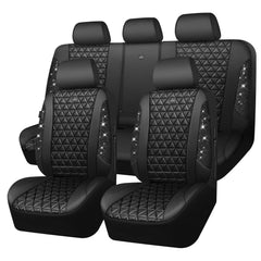 CAR PASS front seat full view showing sparkling rhinestones and sleek black finish for upgraded interior