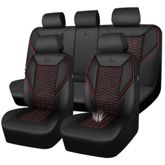 CAR PASS front seat full set installed showing sporty black and red design and protection