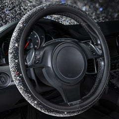CAR PASS front view of steering wheel cover showing full sparkle and fit benefit