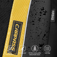 CAR PASS seat covers installed in sedan demonstrating stylish protection