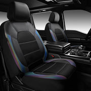 CAR PASS packaging view showing iridescent front seat covers and benefits