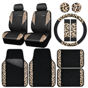 CAR PASS front seat covers in leopard print showing full protection and style