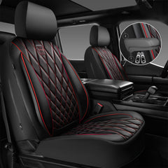 CAR PASS close-up of diamond PU leather stitching for durability