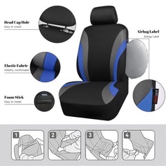 CAR PASS separate headrest cover close-up, showing neat fit and easy access