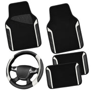 CAR PASS steering wheel cover front view showing sporty black and white and improved grip