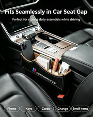 Car Seat Gap Filler side inserted between seat and console demonstrating secure fit benefit