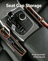 Car Seat Gap Filler top view with three compartments organized with phone and keys benefit
