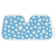 Carbella front view of blue daisy sunshade, bright style and sun protection