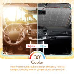 Carbella installed on windshield showing cooler dashboard and sun protection benefit