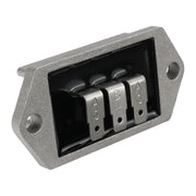 Carbman regulator front view showing mounting holes and ports for easy replacement